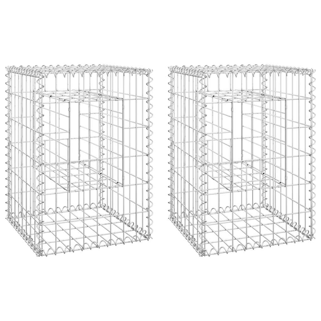 vidaXL Gabionensäulen 2 Stk. 40x40x60 cm Eisen