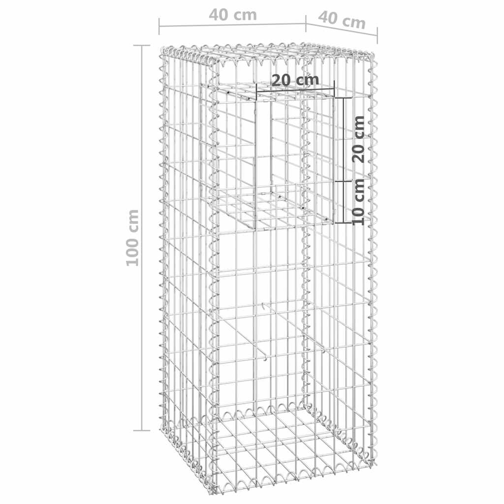 vidaXL Gabionensäule 40x40x100 cm Eisen