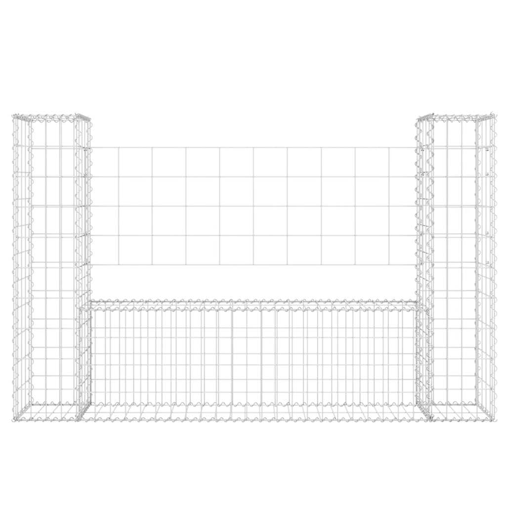 vidaXL Gabionenkorb U-Form mit 2 Säulen Eisen 140x20x100 cm