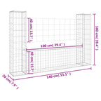 vidaXL Gabionenkorb U-Form mit 2 Säulen Eisen 140x20x100 cm