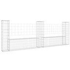 vidaXL Gabionenkorb U-Form mit 3 Säulen Eisen 260x20x100 cm