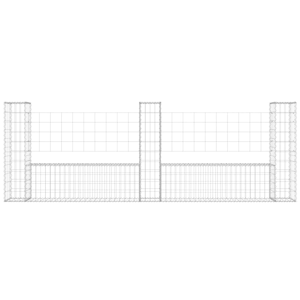 vidaXL Gabionenkorb U-Form mit 3 Säulen Eisen 260x20x100 cm