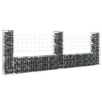 vidaXL Gabionenkorb U-Form mit 3 Säulen Eisen 260x20x100 cm