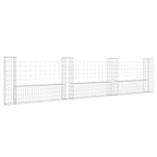 vidaXL Gabionenkorb U-Form mit 4 Säulen Eisen 380x20x100 cm