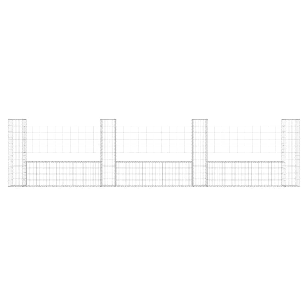 vidaXL Gabionenkorb U-Form mit 4 Säulen Eisen 380x20x100 cm