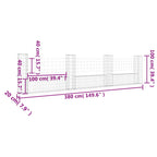 vidaXL Gabionenkorb U-Form mit 4 Säulen Eisen 380x20x100 cm