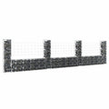 vidaXL Gabionenkorb U-Form mit 4 Säulen Eisen 380x20x100 cm