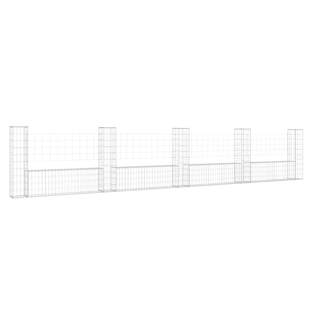 vidaXL Gabionenkorb U-Form mit 5 Säulen Eisen 500x20x100 cm