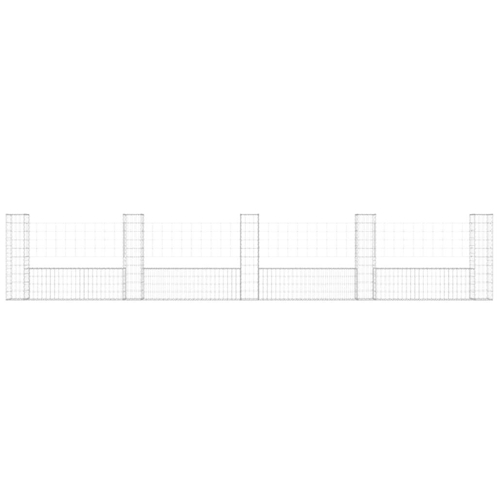 vidaXL Gabionenkorb U-Form mit 5 Säulen Eisen 500x20x100 cm