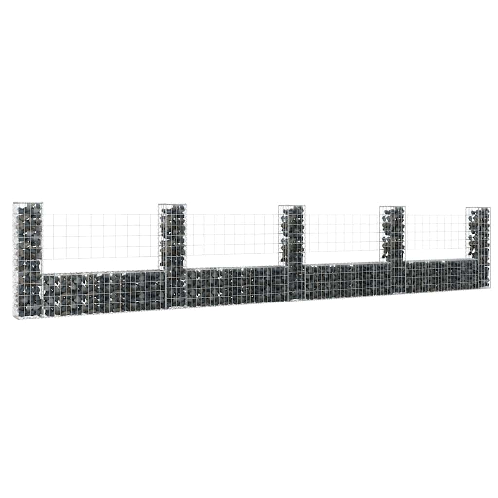 vidaXL Gabionenkorb U-Form mit 5 Säulen Eisen 500x20x100 cm