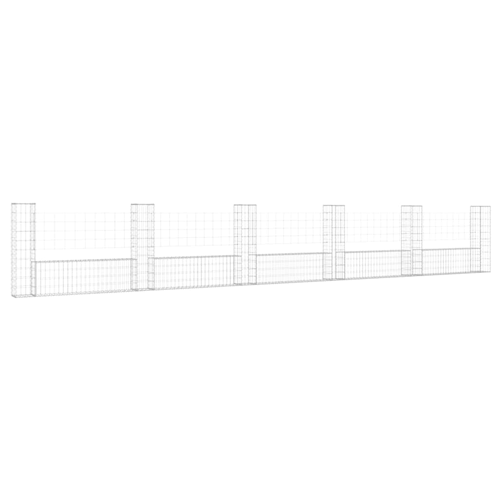 vidaXL Gabionenkorb U-Form mit 6 Säulen Eisen 620x20x100 cm
