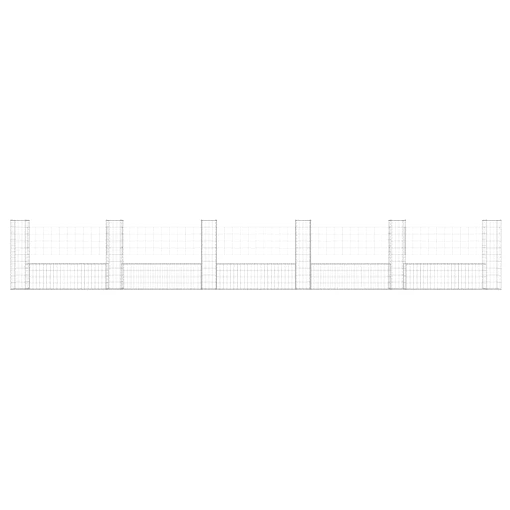 vidaXL Gabionenkorb U-Form mit 6 Säulen Eisen 620x20x100 cm