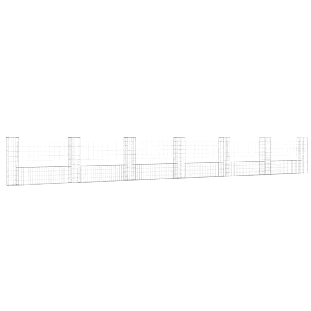 vidaXL Gabionenkorb U-Form mit 7 Säulen Eisen 740x20x100 cm