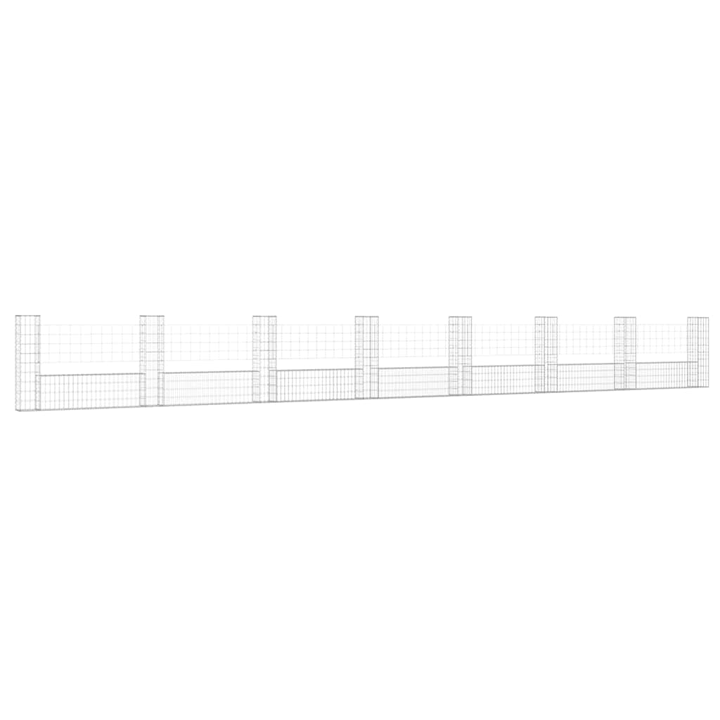 vidaXL Gabionenkorb U-Form mit 8 Säulen Eisen 860x20x100 cm
