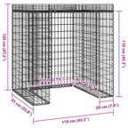vidaXL Gabionen-Mülltonnenbox 110x91x120 cm Verzinktes Eisen