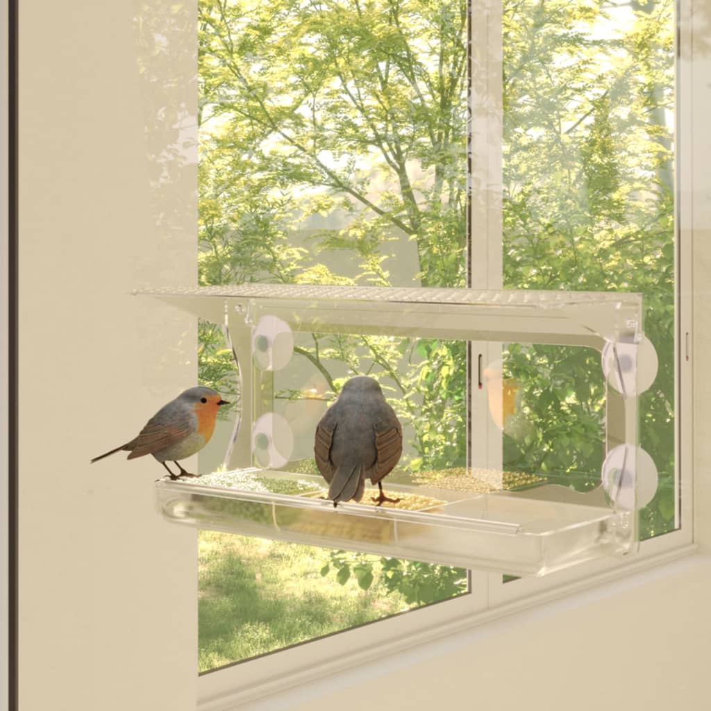 vidaXL Fenster-Futterstellen für Vögel 2 Stk. Acryl 30x12x15 cm