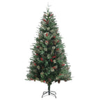 vidaXL Weihnachtsbaum mit Zapfen Grün 225 cm PVC & PE