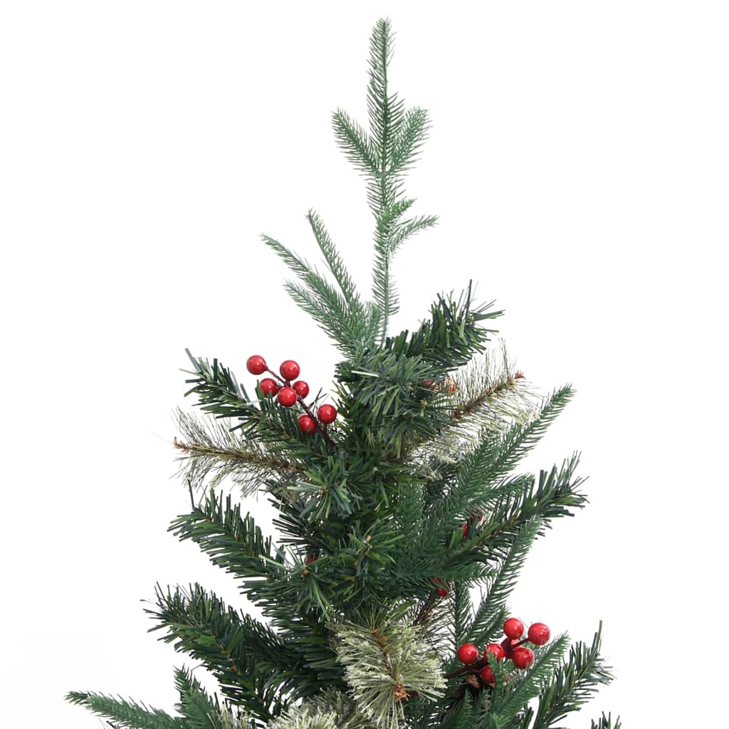 vidaXL Weihnachtsbaum mit Zapfen Grün 225 cm PVC & PE