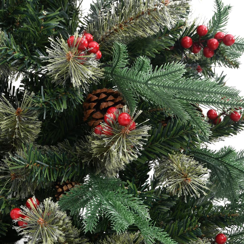 vidaXL Weihnachtsbaum mit Zapfen Grün 225 cm PVC & PE