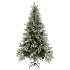 vidaXL Weihnachtsbaum mit Zapfen Grün und Weiß 195 cm PVC & PE