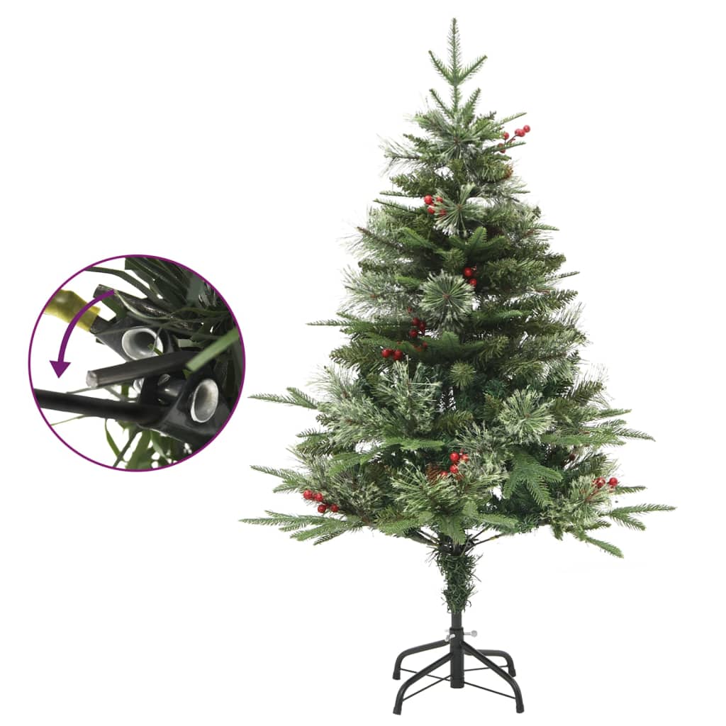 vidaXL Weihnachtsbaum mit Beleuchtung und Kiefernzapfen Grün 150 cm
