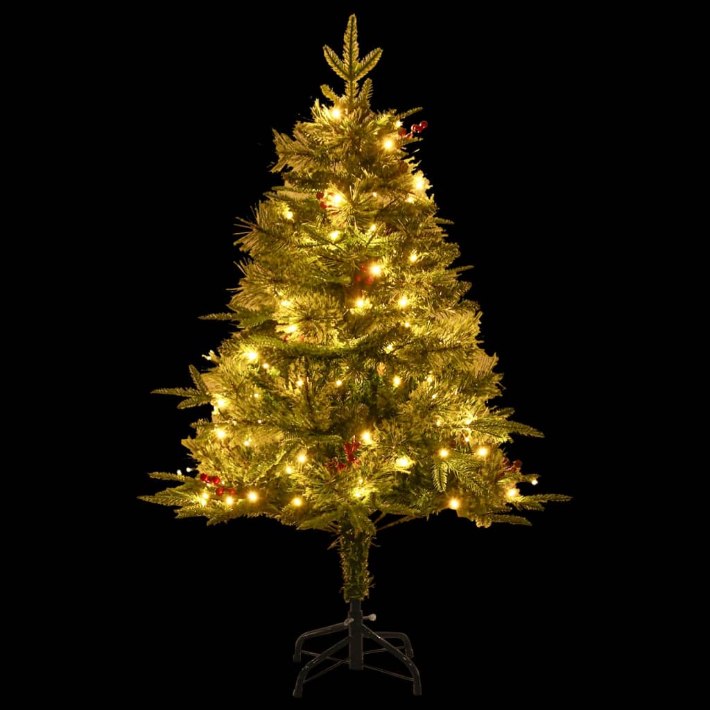 vidaXL Weihnachtsbaum mit Beleuchtung und Kiefernzapfen Grün 150 cm