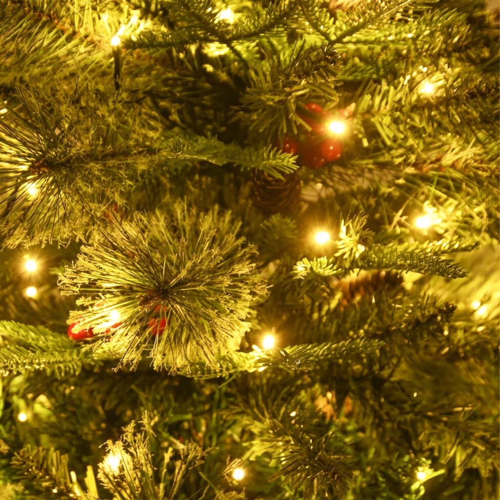 vidaXL Weihnachtsbaum mit Beleuchtung und Kiefernzapfen Grün 150 cm