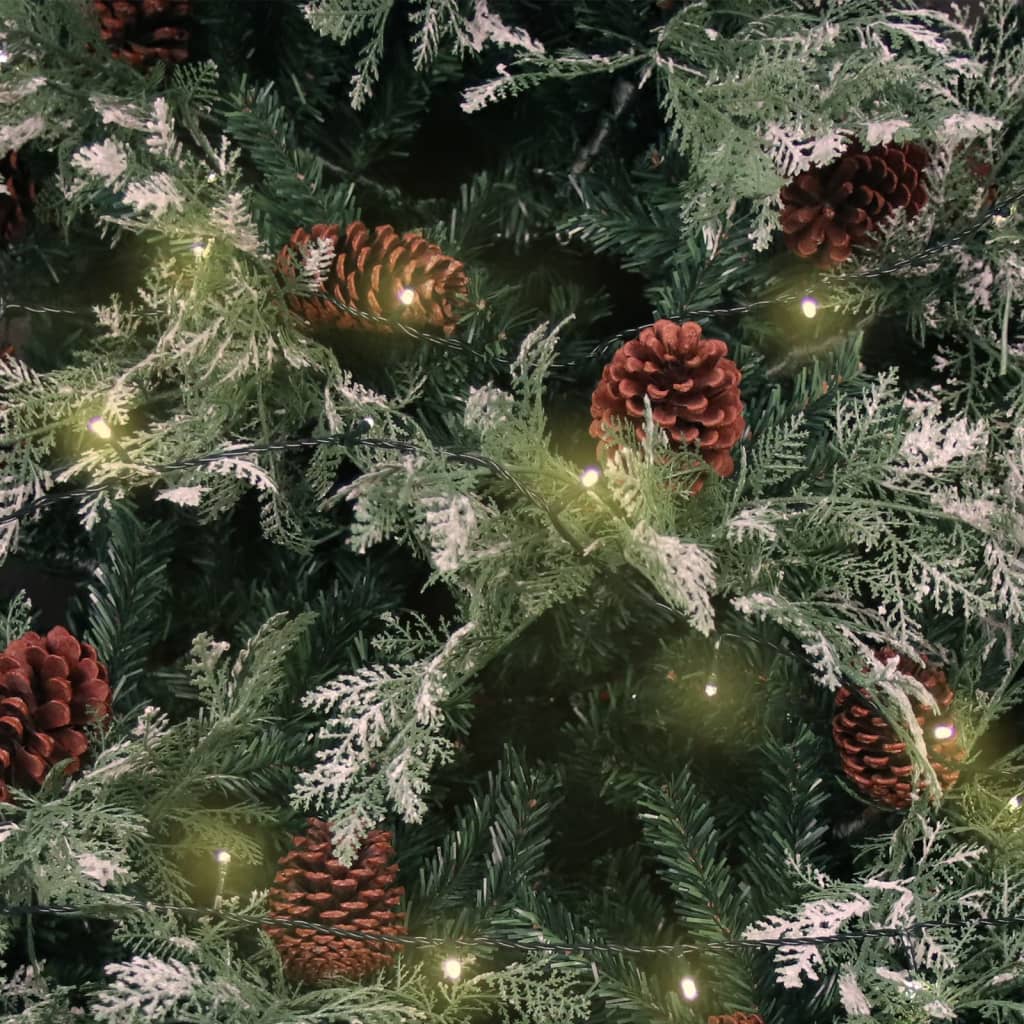 vidaXL Weihnachtsbaum mit Beleuchtung und Kiefernzapfen 195 cm PVC&PE