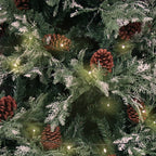 vidaXL Weihnachtsbaum mit Beleuchtung und Kiefernzapfen 195 cm PVC&PE