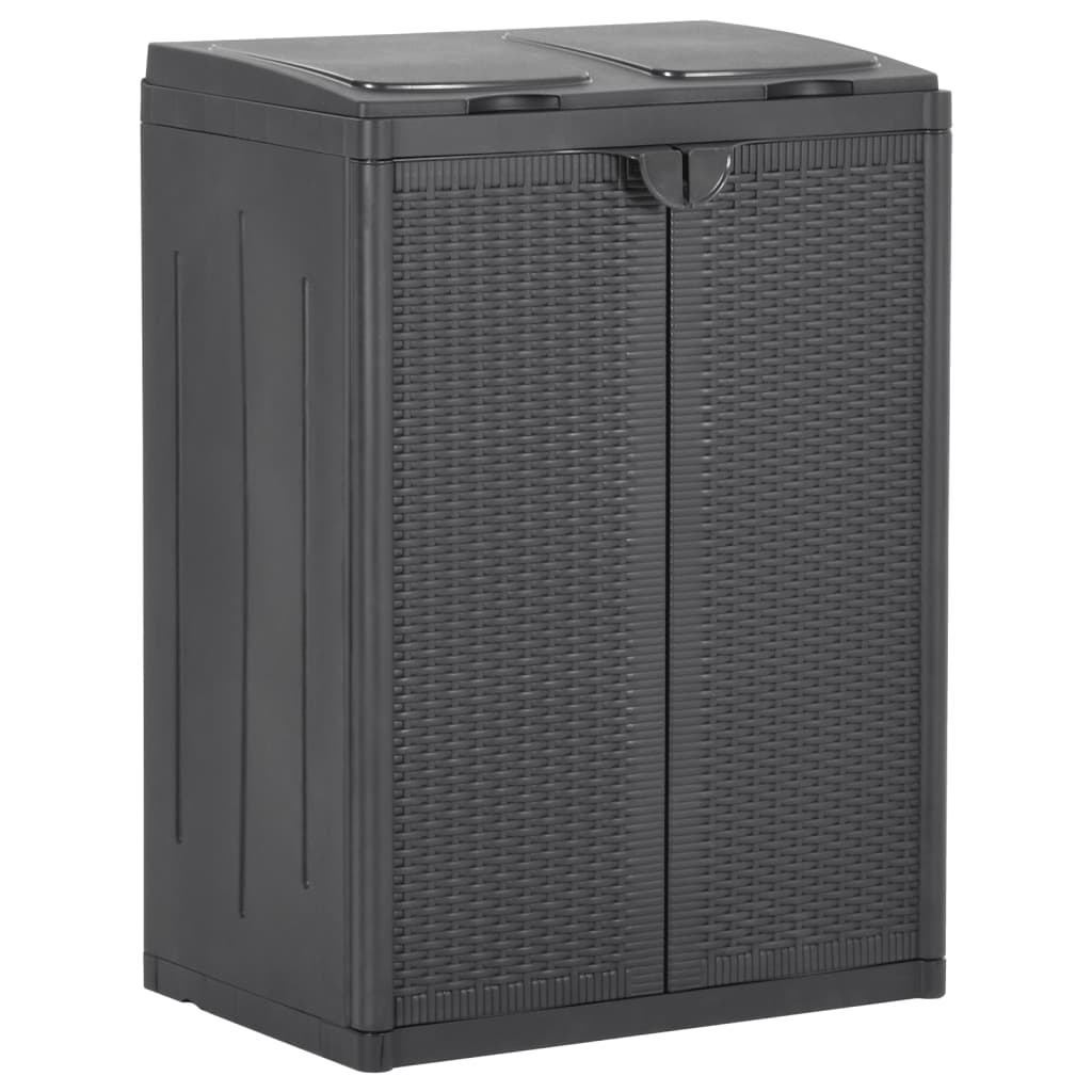 vidaXL Mülleimer mit 2 Türen Schwarz 65x45x88 cm PP