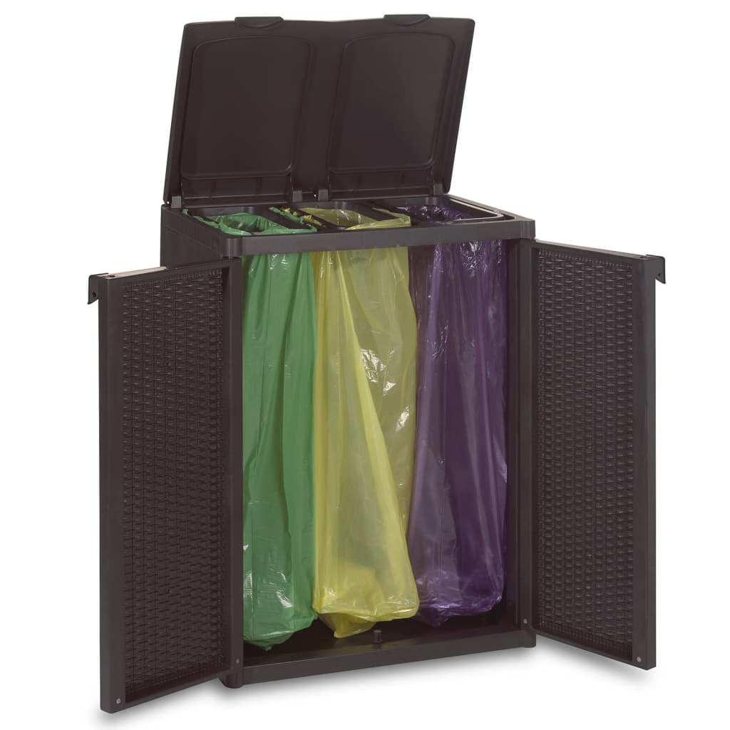 vidaXL Mülleimer mit 2 Türen Schwarz 65x45x88 cm PP