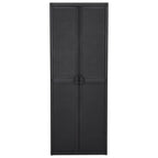 vidaXL Gartenschrank Schwarz 65x45x172 cm PP Rattan