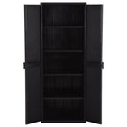 vidaXL Gartenschrank Schwarz 65x45x172 cm PP Rattan