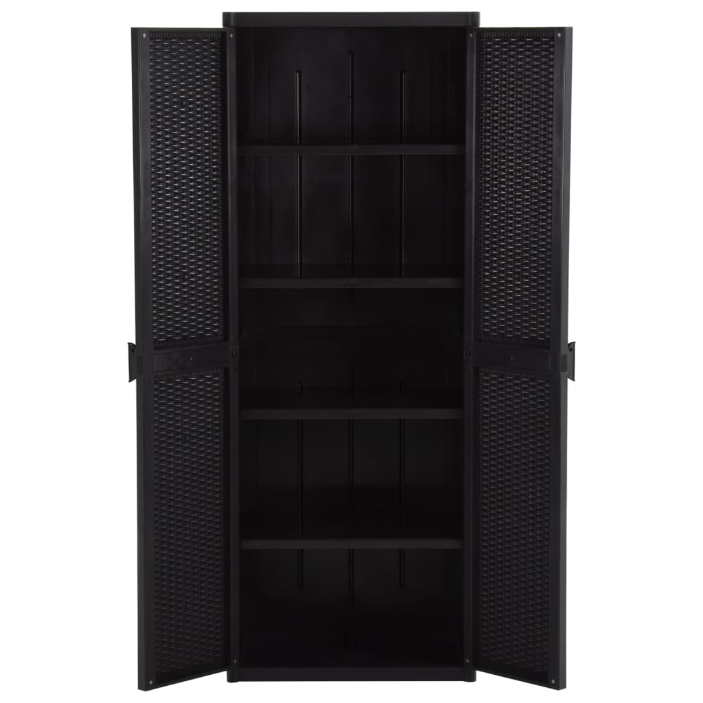 vidaXL Gartenschrank Schwarz 65x45x172 cm PP Rattan