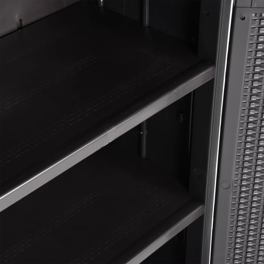 vidaXL Gartenschrank Schwarz 65x45x172 cm PP Rattan