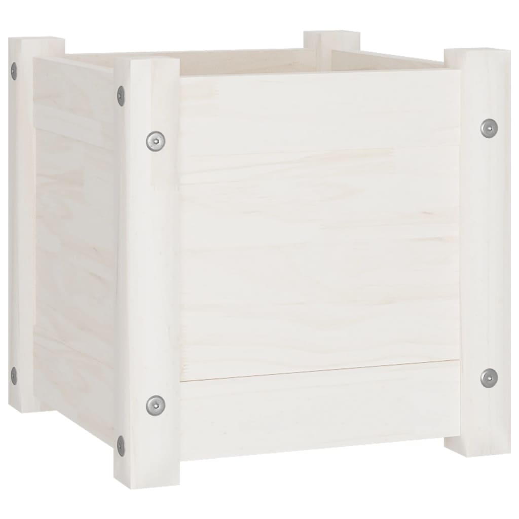vidaXL Pflanzkübel Weiß 31x31x31 cm Massivholz Kiefer