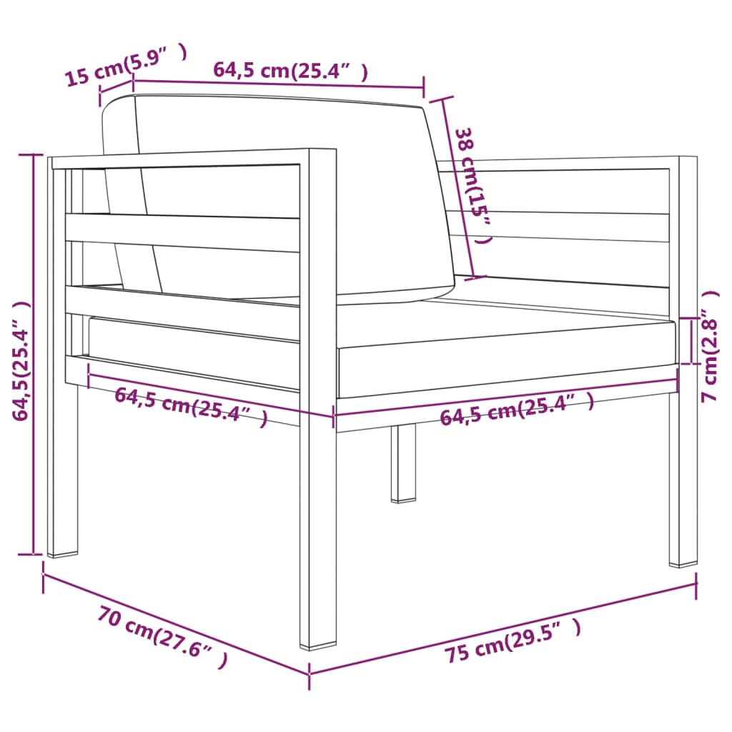 vidaXL Einzelsofas 2 Stk. mit Kissen Aluminium Anthrazit