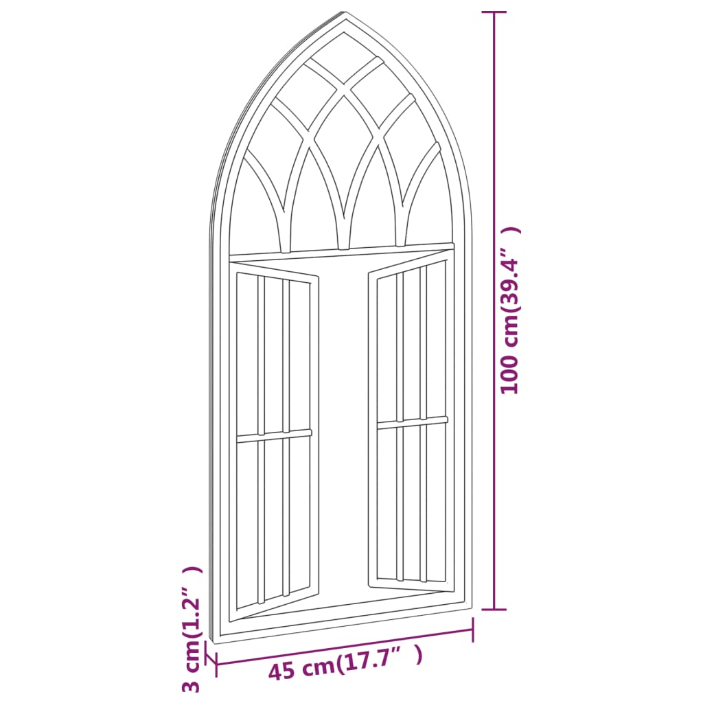 vidaXL Spiegel Schwarz 100x45 cm Eisen für Innenbereich