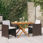 vidaXL 3-tlg. Garten-Essgruppe mit Kissen Braun