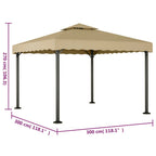 vidaXL Pavillon Taupe 3x3 m Aluminium und Stahl