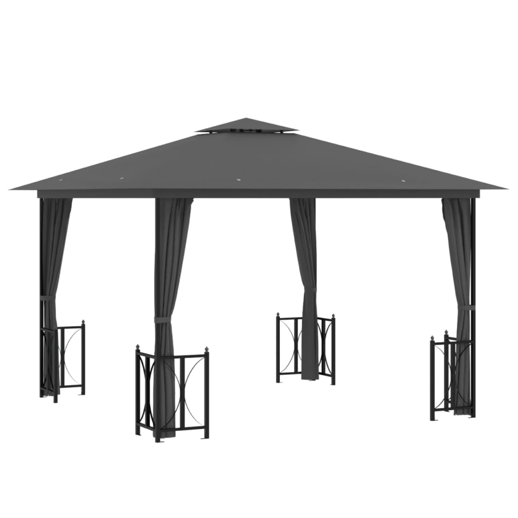 vidaXL Pavillon mit Seitenwänden & Doppeldach 3x3 m Anthrazit