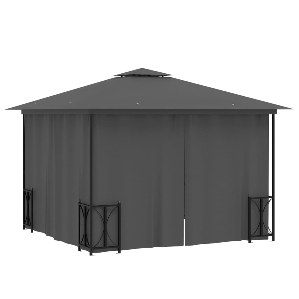 vidaXL Pavillon mit Seitenwänden & Doppeldach 3x3 m Anthrazit