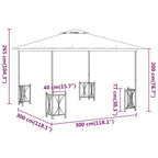 vidaXL Pavillon mit Seitenwänden & Doppeldach 3x3 m Anthrazit