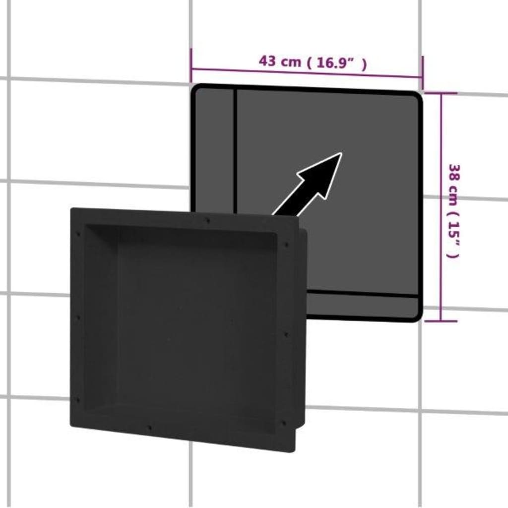 vidaXL Duschnische Mattschwarz 41x36x10 cm