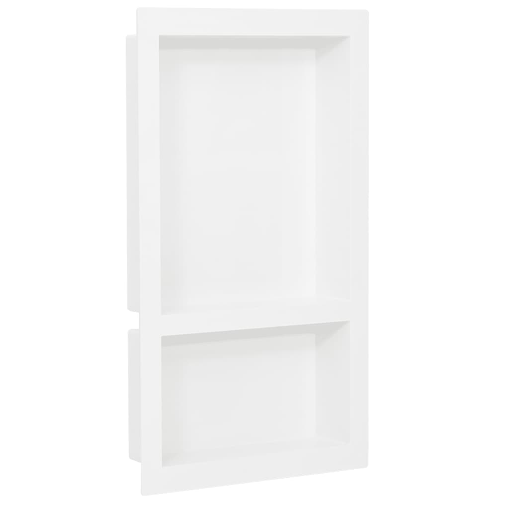 vidaXL Duschnische mit 2 Fächern Hochglanz-Weiß 41x69x9 cm