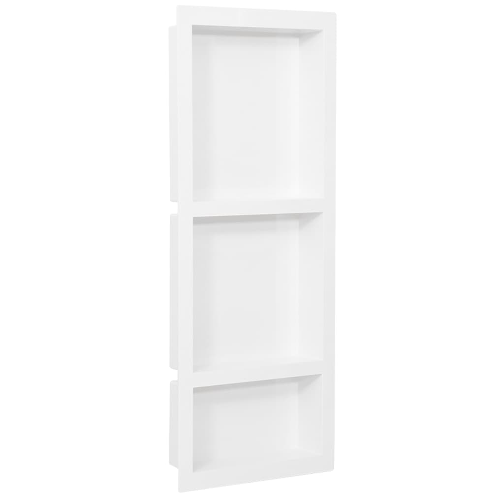 vidaXL Duschnische mit 3 Fächern Hochglanz-Weiß 41x99x9 cm
