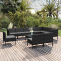 vidaXL 11-tlg. Garten-Lounge-Set mit Auflagen Poly Rattan Braun