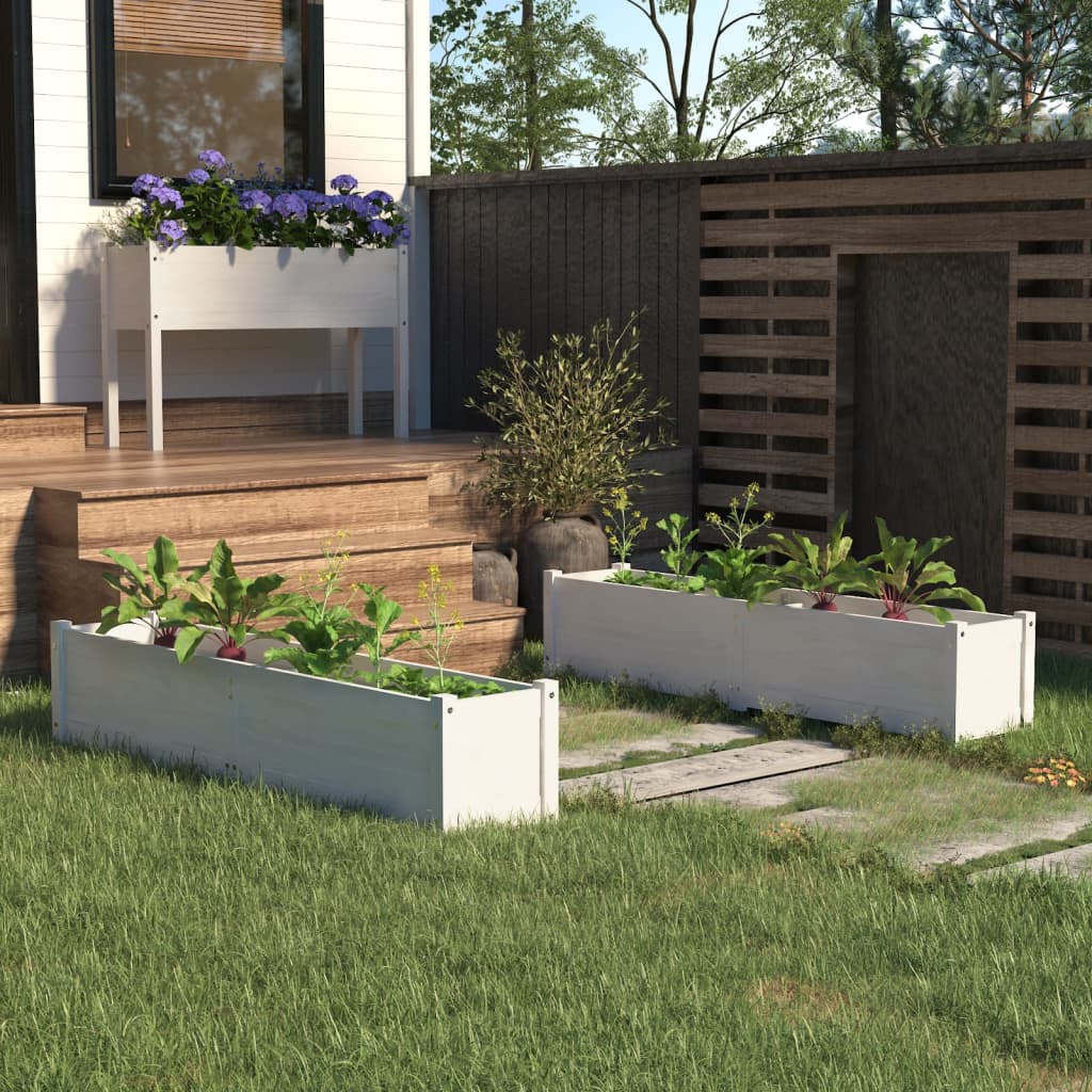 vidaXL Garten-Hochbeete 2 Stk. Weiß 150x31x31 cm Massivholz Kiefer