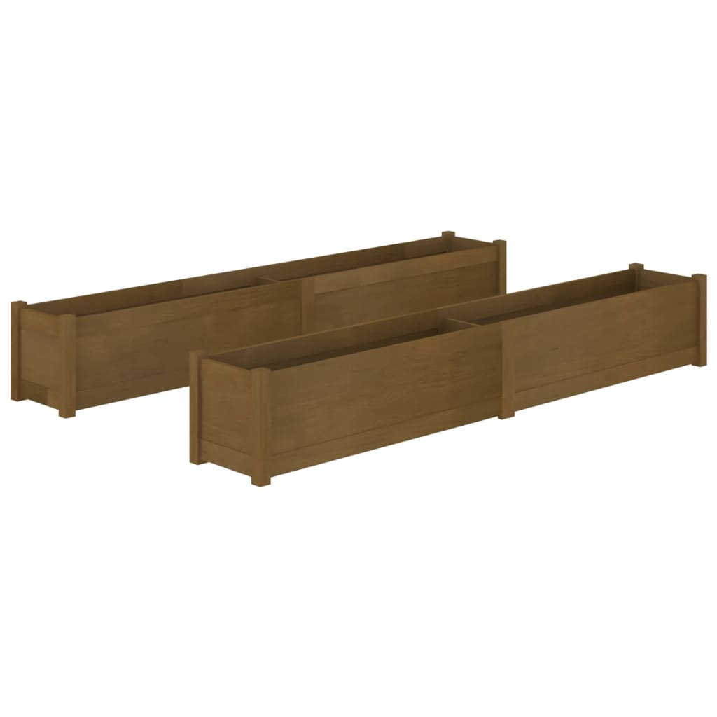 vidaXL Pflanzkübel 2 Stk. Honigbraun 200x31x31 cm Massivholz Kiefer