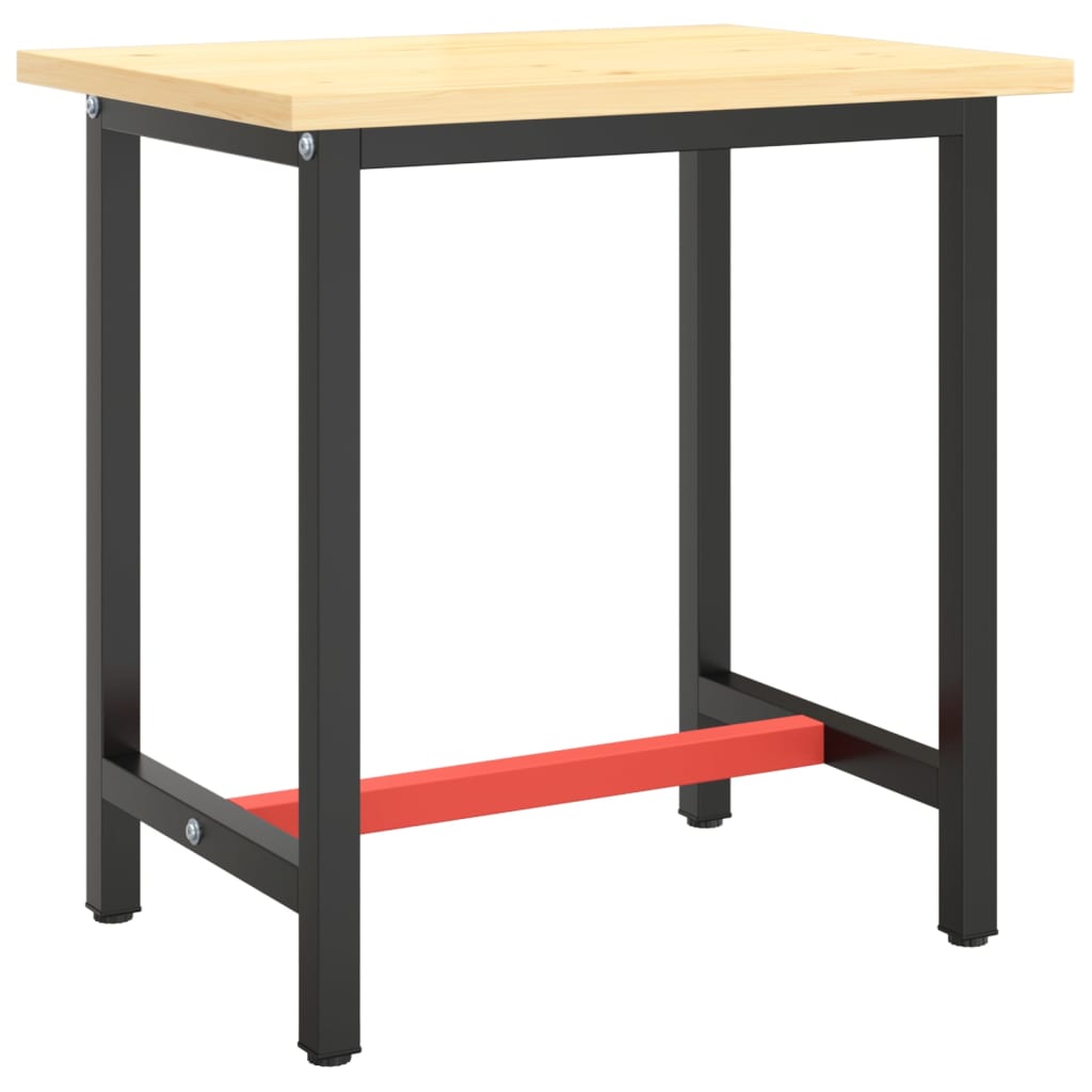 vidaXL Werkbankgestell Mattschwarz und Mattrot 70x50x79 cm Metall